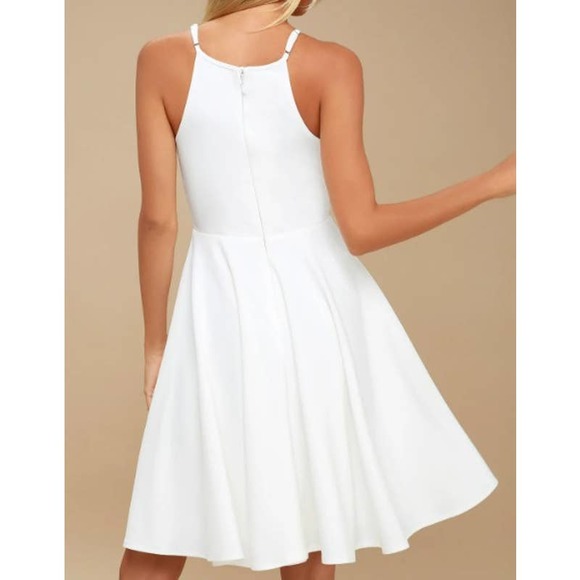 LULU'S SZ S Irresistible Charm White Midi Halter Skaker Dress NEW B100 - Picture 2 of 8